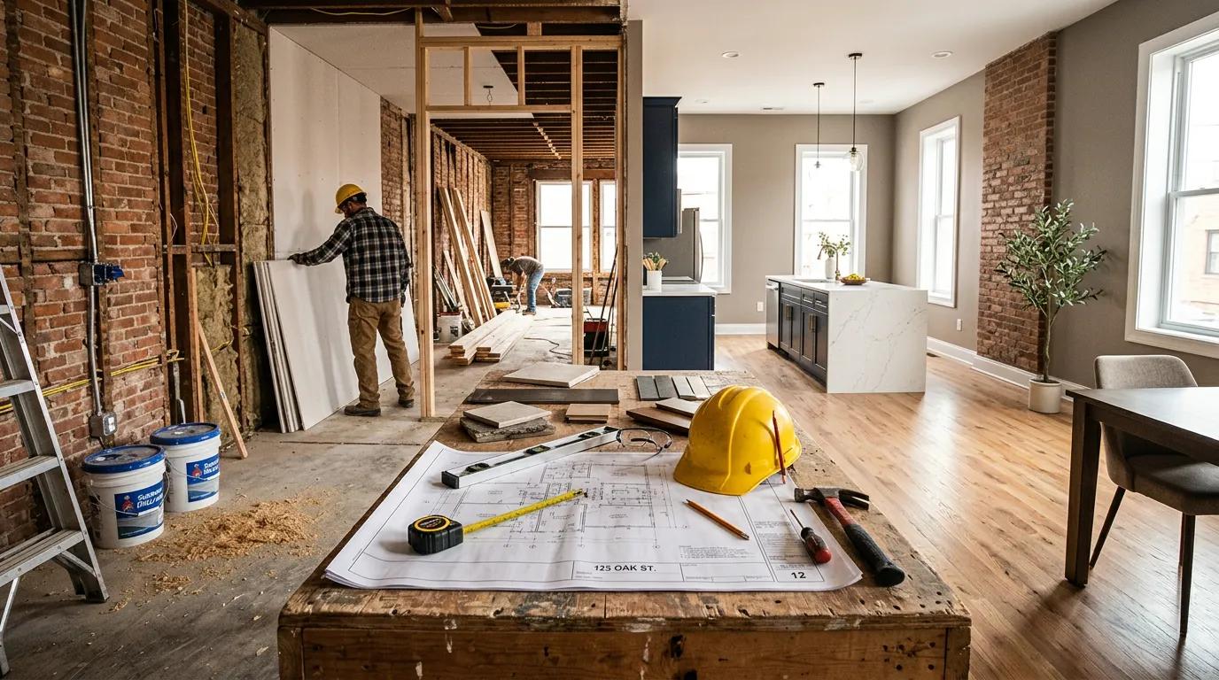 BRRRR method property renovation in progress with cost segregation study documents and tax strategy calculations