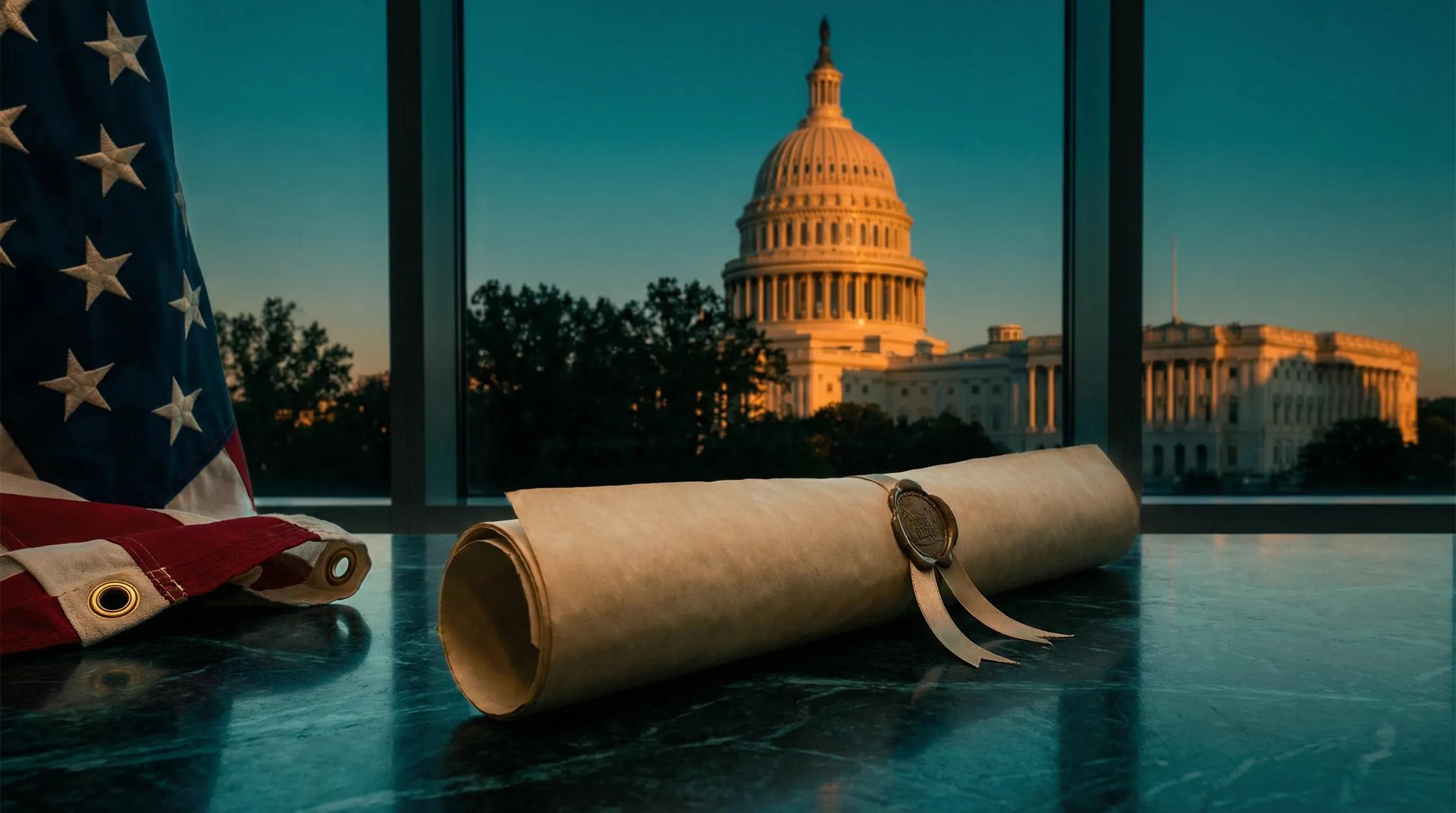 Legislative document at US Capitol for One Big Beautiful Bill 100 percent bonus depreciation