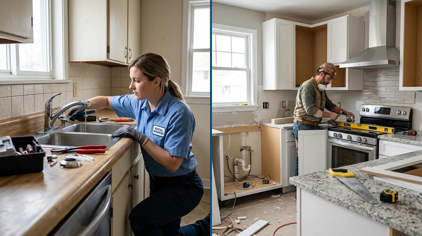 Rental property renovation with IRS repair vs improvement classification documents and tax deduction calculations