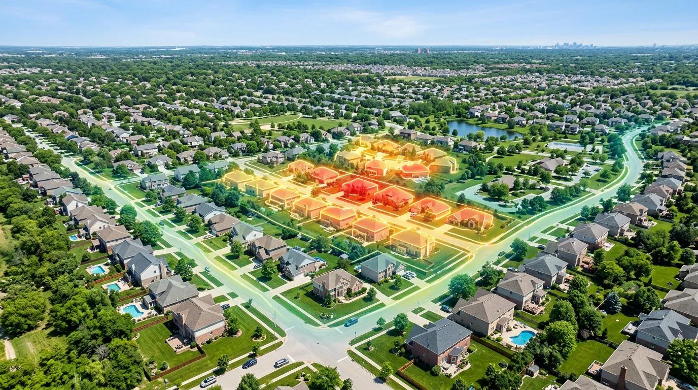 Map of the United States with heat overlay showing short-term rental market opportunity zones and pricing data for 2026