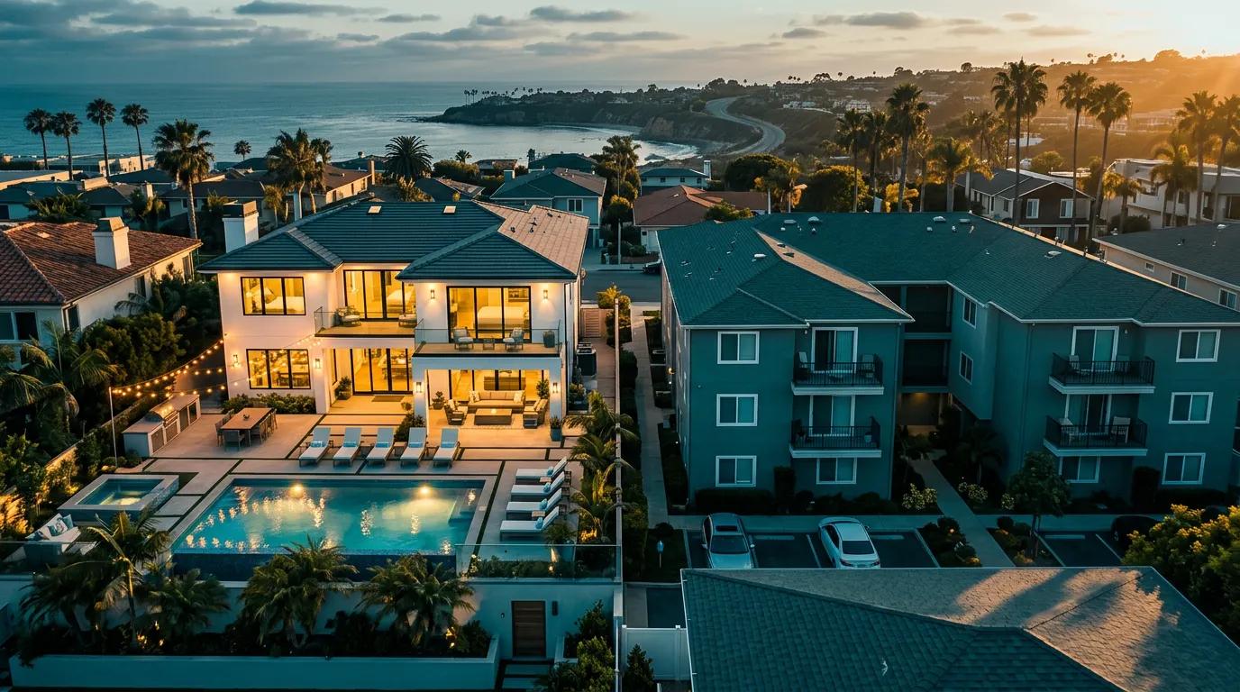 Split view of short-term rental and medium-term rental property representing the tax trap when pivoting from STR to MTR