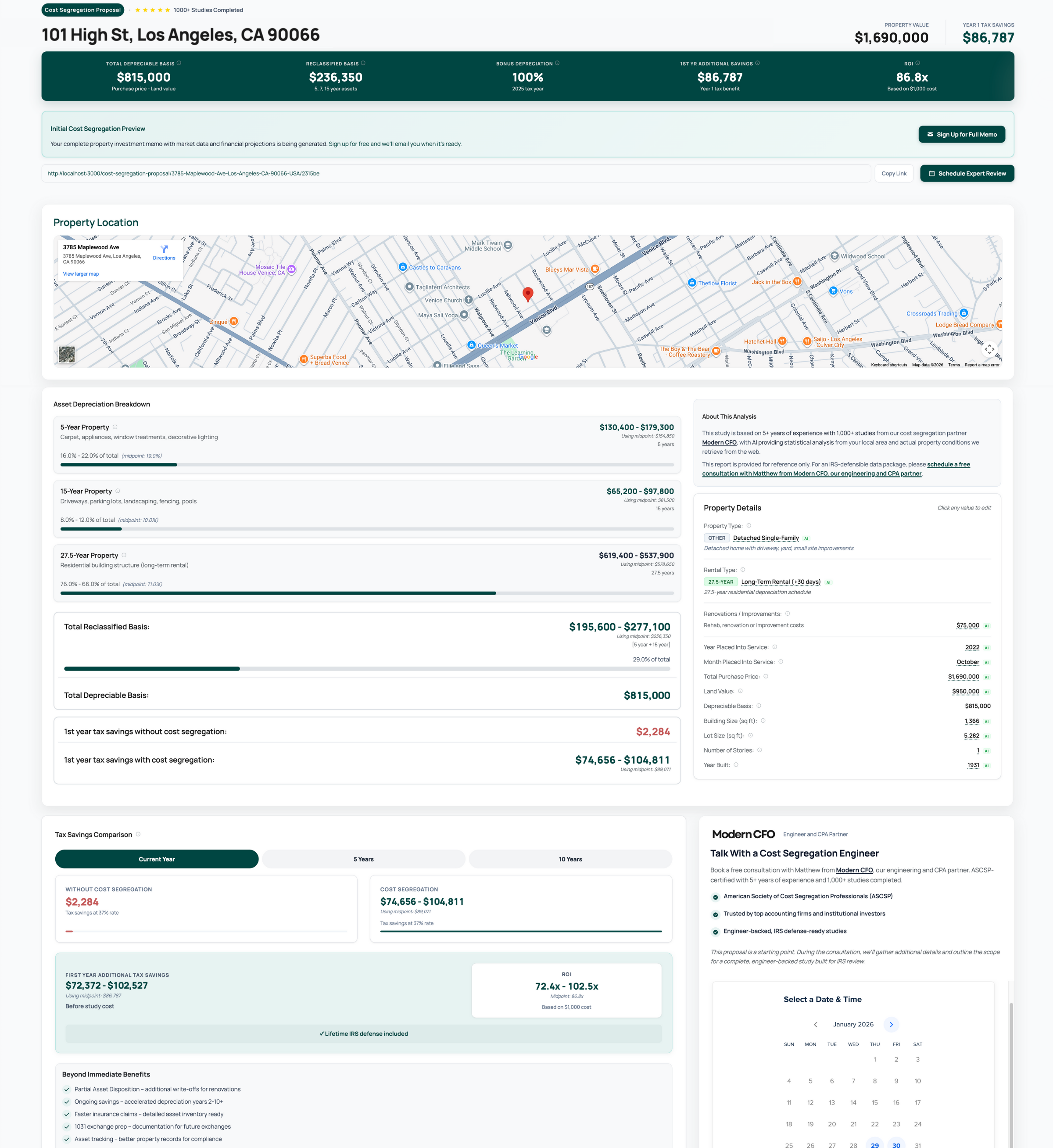 Cost Segregation Report Preview